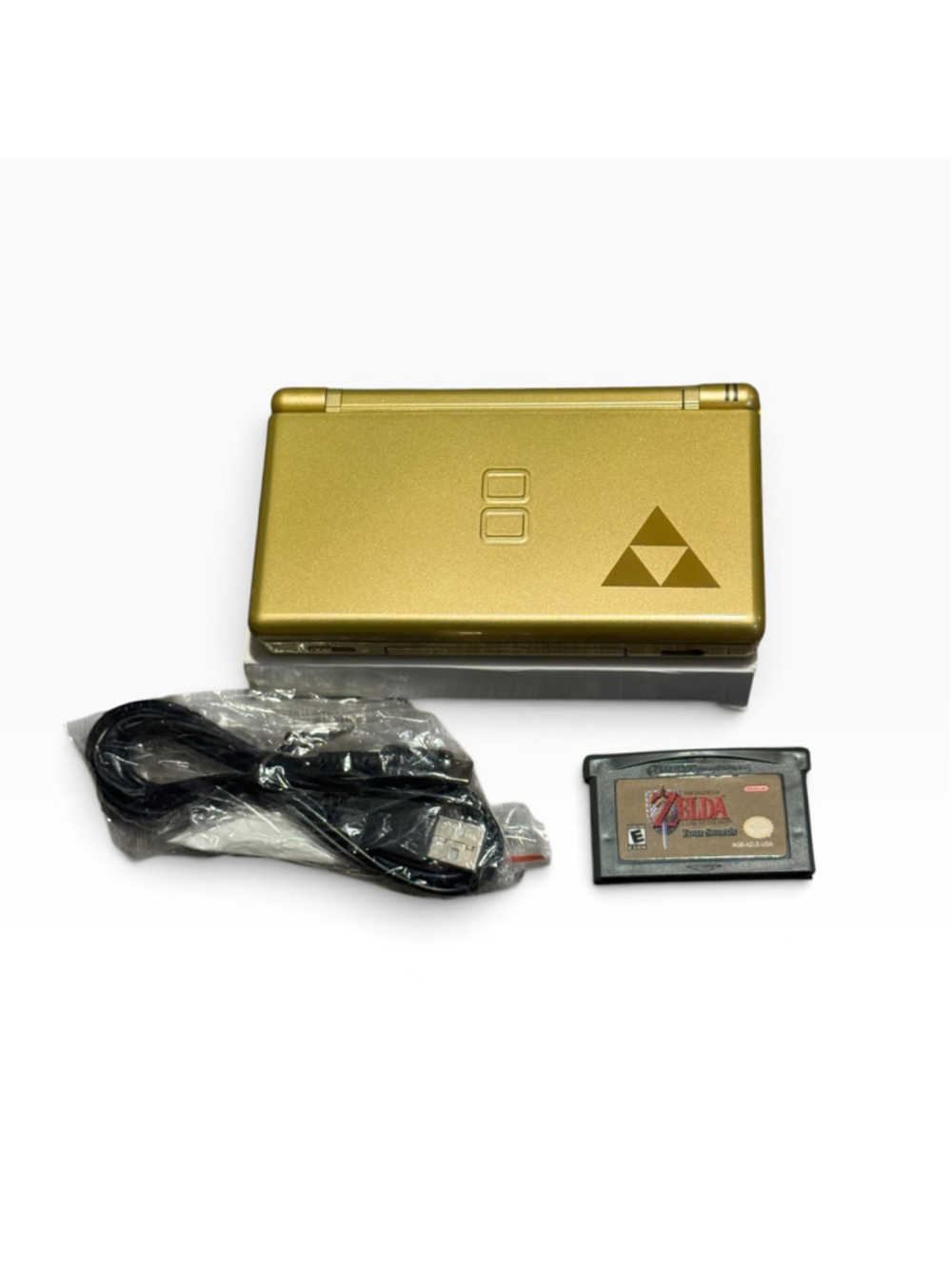 Nintendo DS Lite Zelda Triforce Edition Handheld Console Gold Bundle With Game